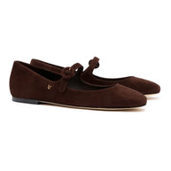 Larroude Blair Ballet Flat In Brown Suede