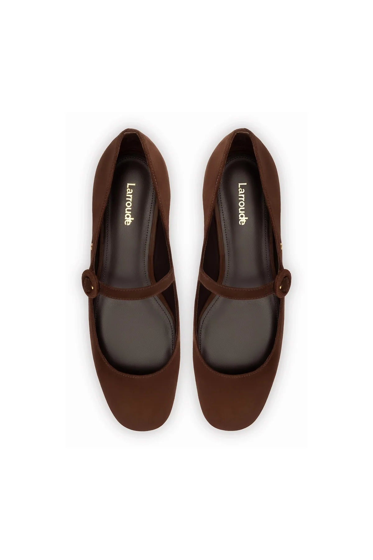 Larroude Blair Ballet Flat In Brown Suede