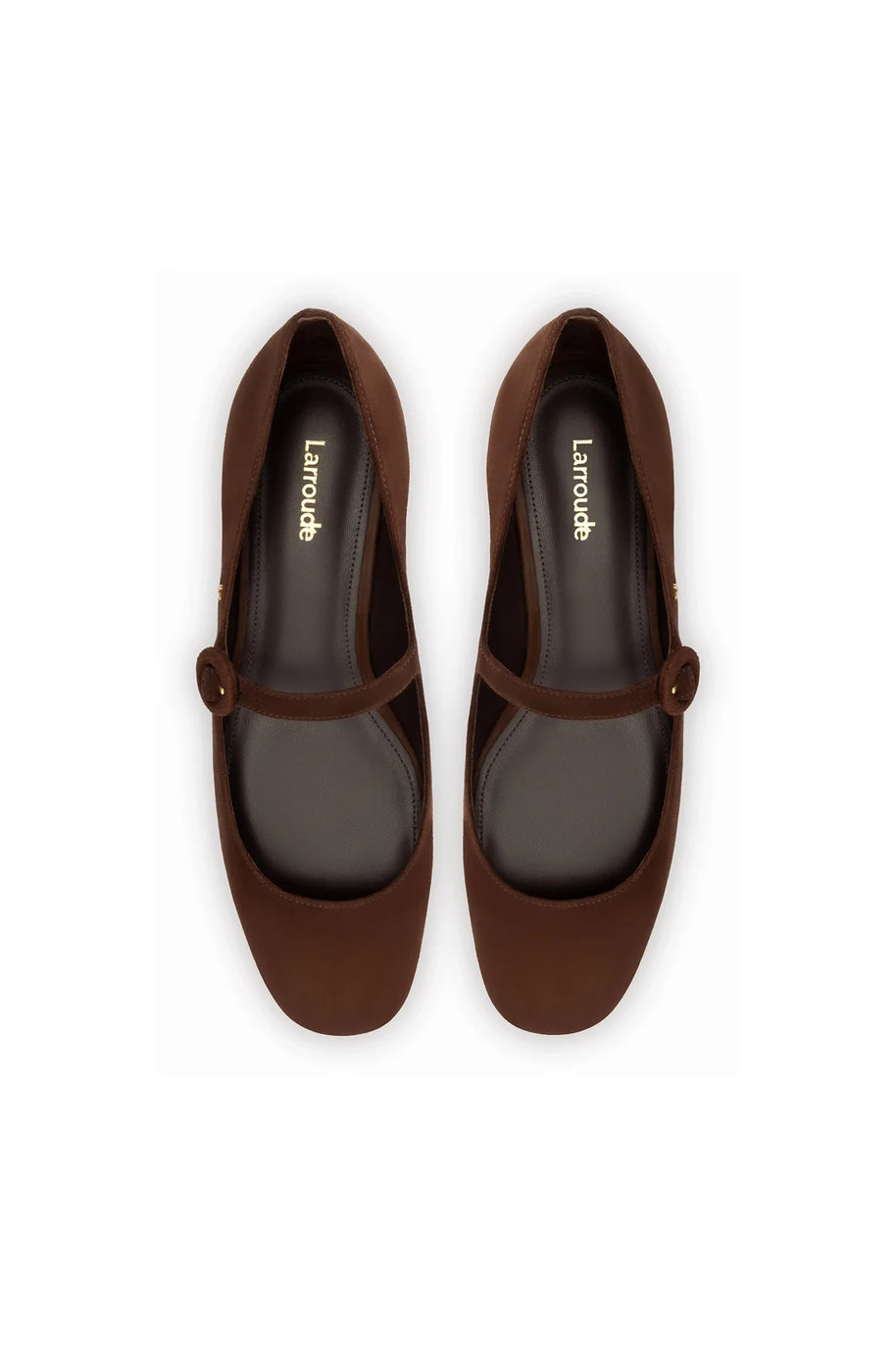 Larroude Blair Ballet Flat In Brown Suede