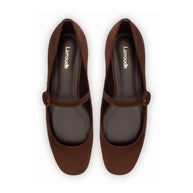 Larroude Blair Ballet Flat In Brown Suede