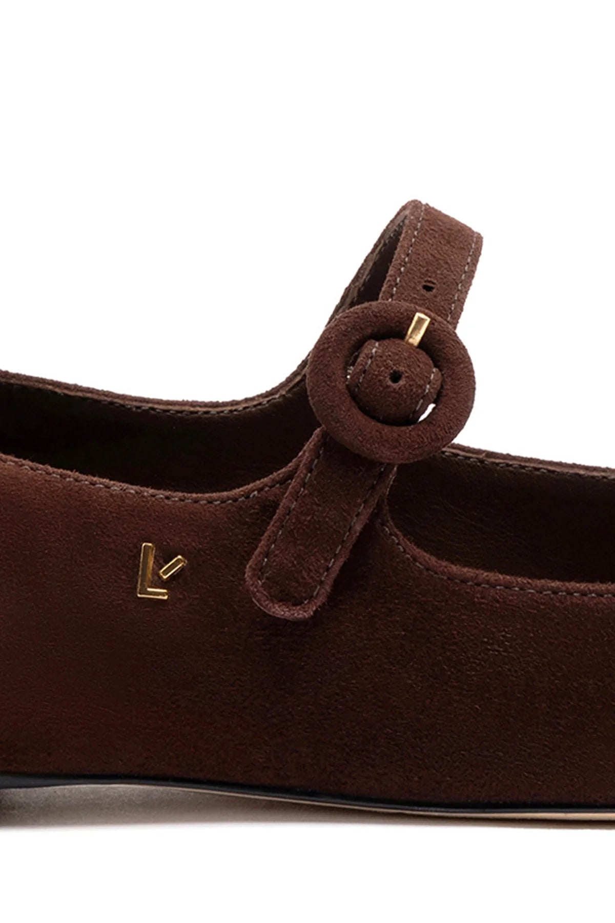 Larroude Blair Ballet Flat In Brown Suede