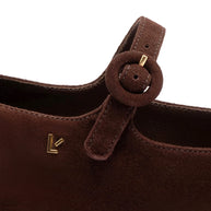 Larroude Blair Ballet Flat In Brown Suede