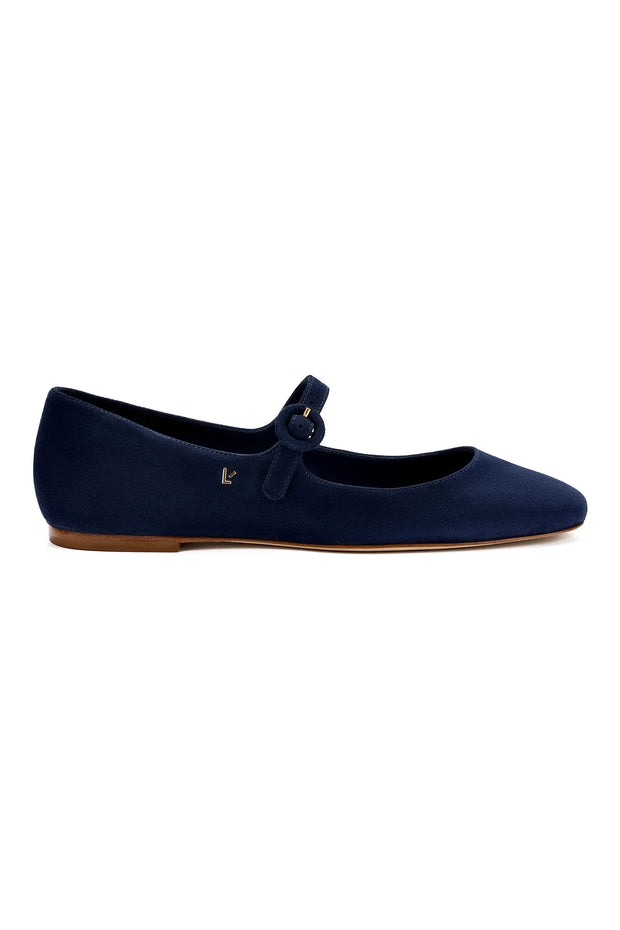 Larroude Blair Ballet Flat In Navy Suede