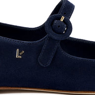 Larroude Blair Ballet Flat In Navy Suede