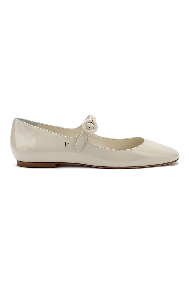 Larroude Blair Ballet Flat In Ivory Patent Leather