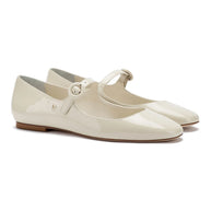 Larroude Blair Ballet Flat In Ivory Patent Leather