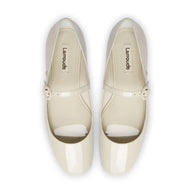 Larroude Blair Ballet Flat In Ivory Patent Leather