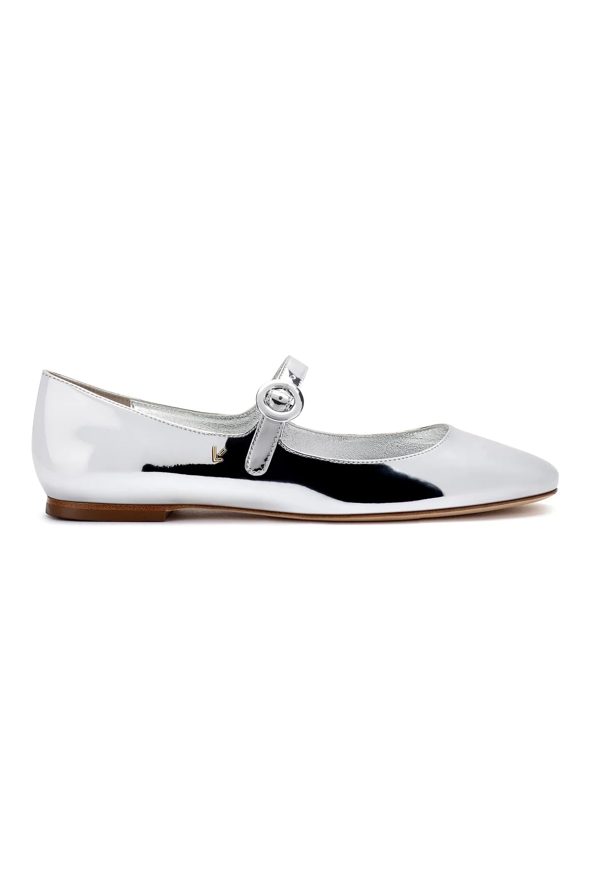 Larroude Blair Ballet Flat In Silver Specchio