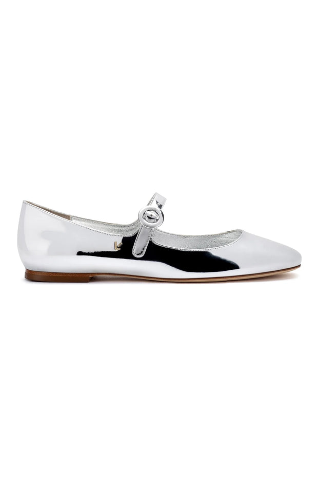 Larroude Blair Ballet Flat In Silver Specchio