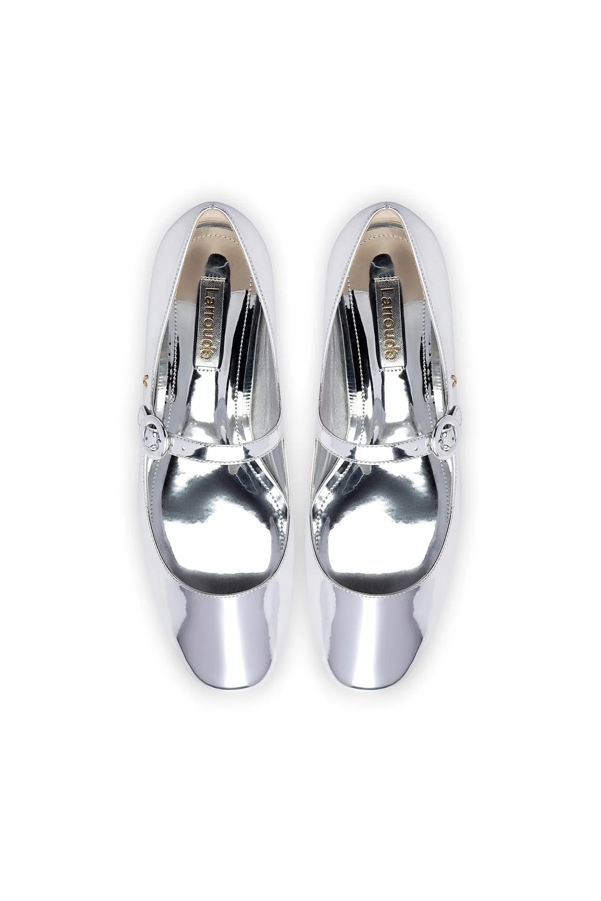 Larroude Blair Ballet Flat In Silver Specchio