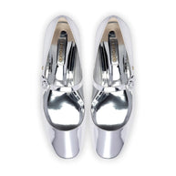Larroude Blair Ballet Flat In Silver Specchio