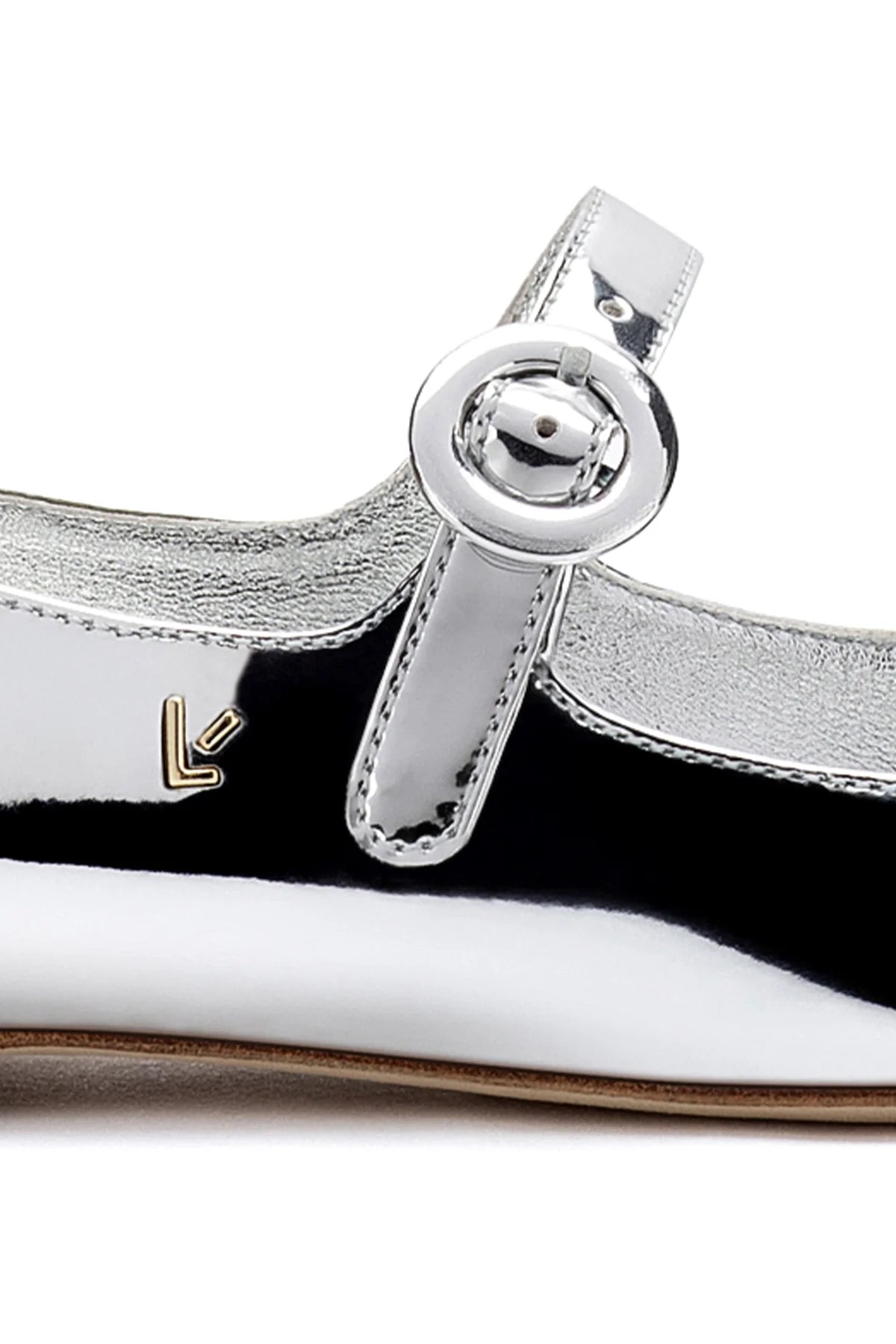 Larroude Blair Ballet Flat In Silver Specchio