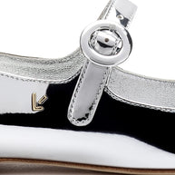 Larroude Blair Ballet Flat In Silver Specchio