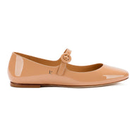 Larroude Blair Ballet Flat In Tan Patent Leather