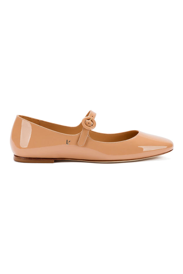 Larroude Blair Ballet Flat In Tan Patent Leather