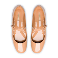 Larroude Blair Ballet Flat In Tan Patent Leather