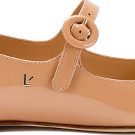 Larroude Blair Ballet Flat In Tan Patent Leather