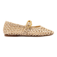 Larroude Verona Macrame In Beige Embroidered Raffia