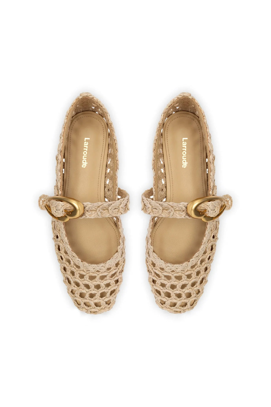 Larroude Verona Macrame In Beige Embroidered Raffia