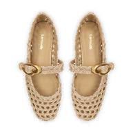 Larroude Verona Macrame In Beige Embroidered Raffia