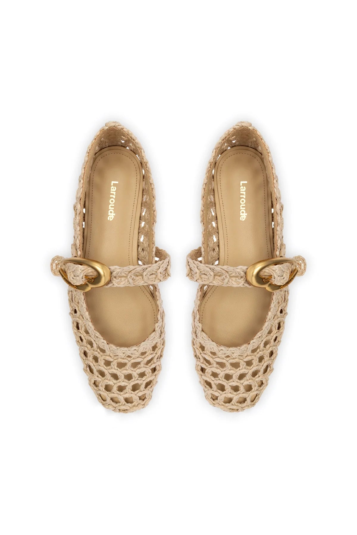 Larroude Verona Macrame In Beige Embroidered Raffia