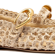 Larroude Verona Macrame In Beige Embroidered Raffia