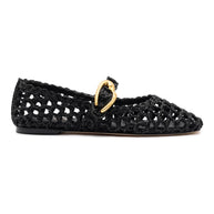 Larroude Verona Macrame In Black Embroidered Raffia