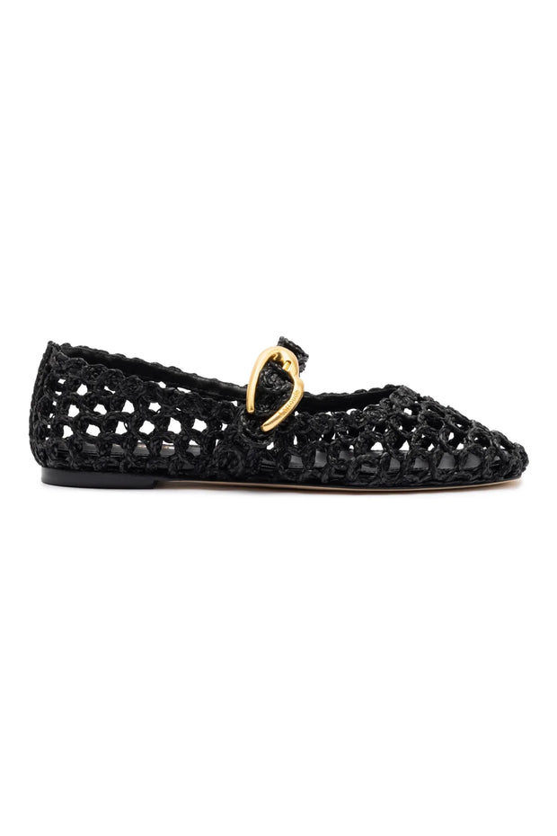 Larroude Verona Macrame In Black Embroidered Raffia