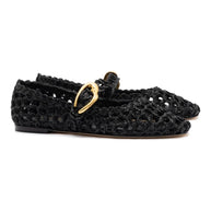 Larroude Verona Macrame In Black Embroidered Raffia