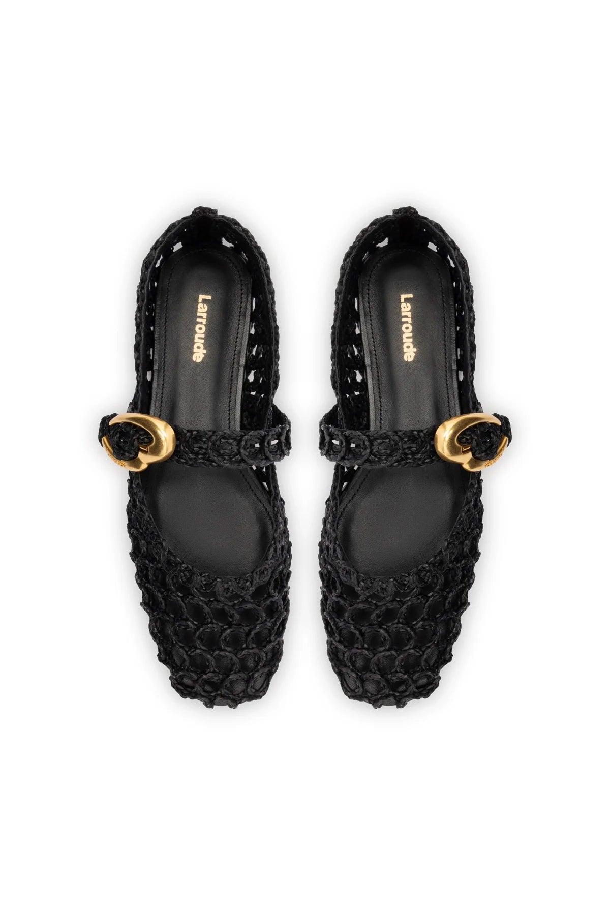 Larroude Verona Macrame In Black Embroidered Raffia