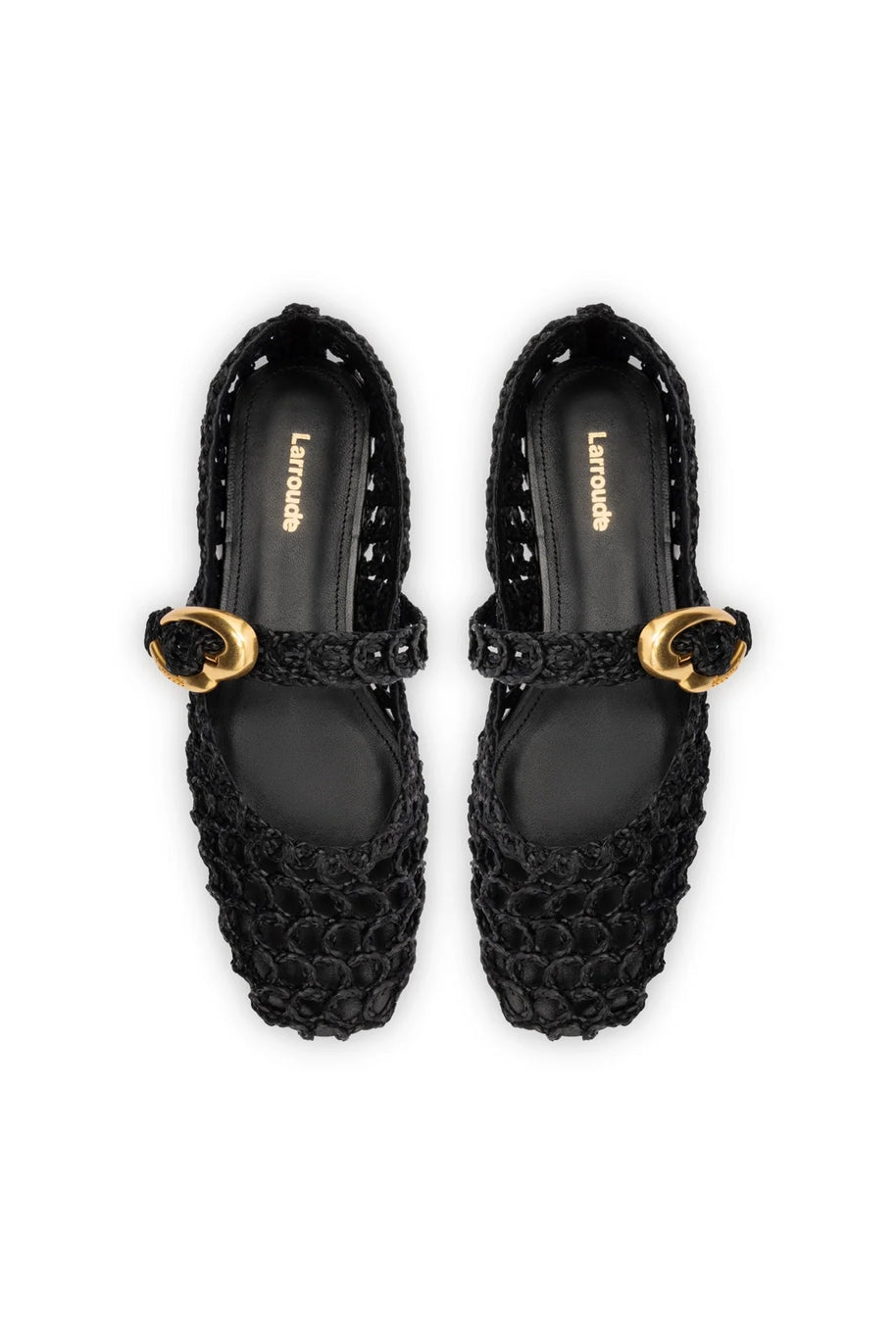 Larroude Verona Macrame In Black Embroidered Raffia