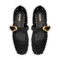Larroude Verona Macrame In Black Embroidered Raffia