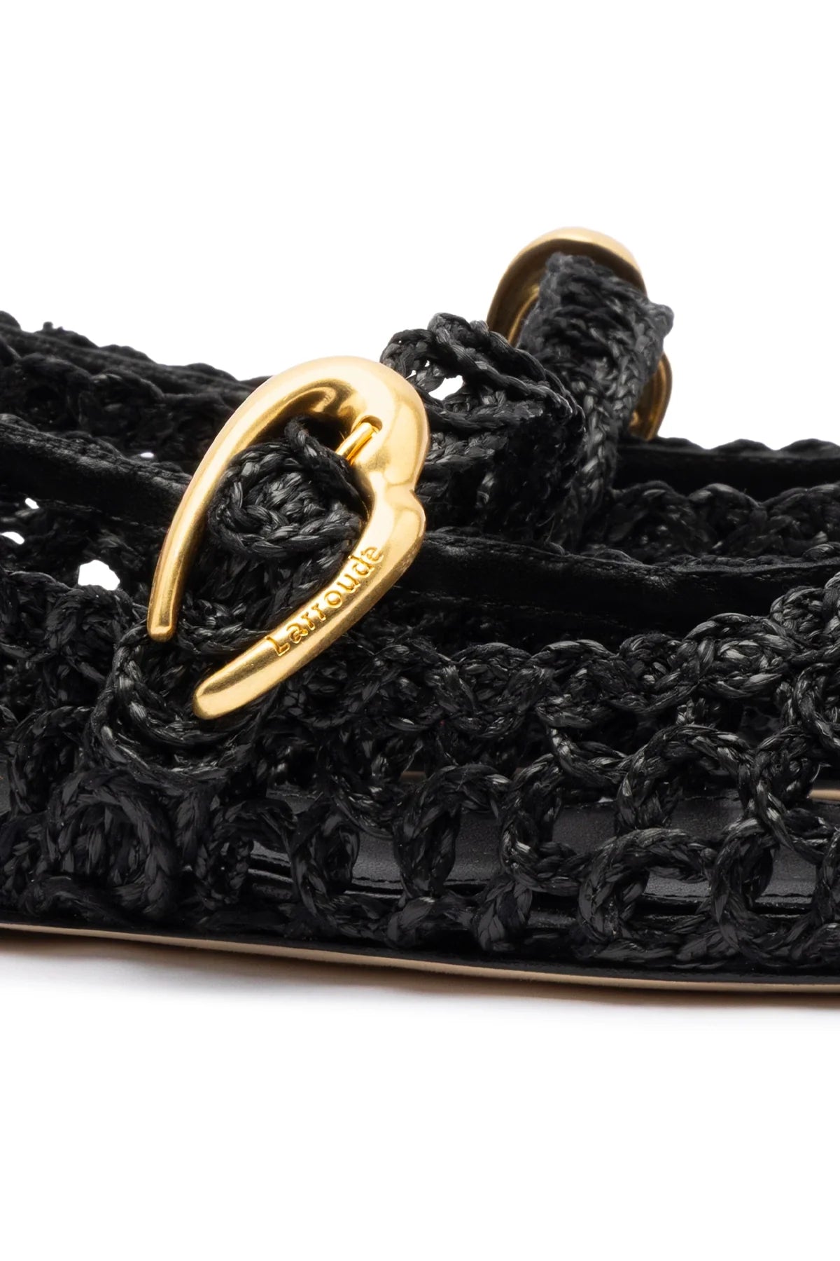 Larroude Verona Macrame In Black Embroidered Raffia