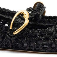 Larroude Verona Macrame In Black Embroidered Raffia