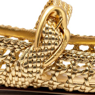 Larroude Verona Macrame Ballet Flat In Gold Metallic Leather
