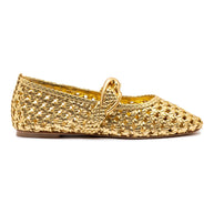 Larroude Verona New Macrame In Gold Metallic Leather