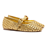 Larroude Verona New Macrame In Gold Metallic Leather