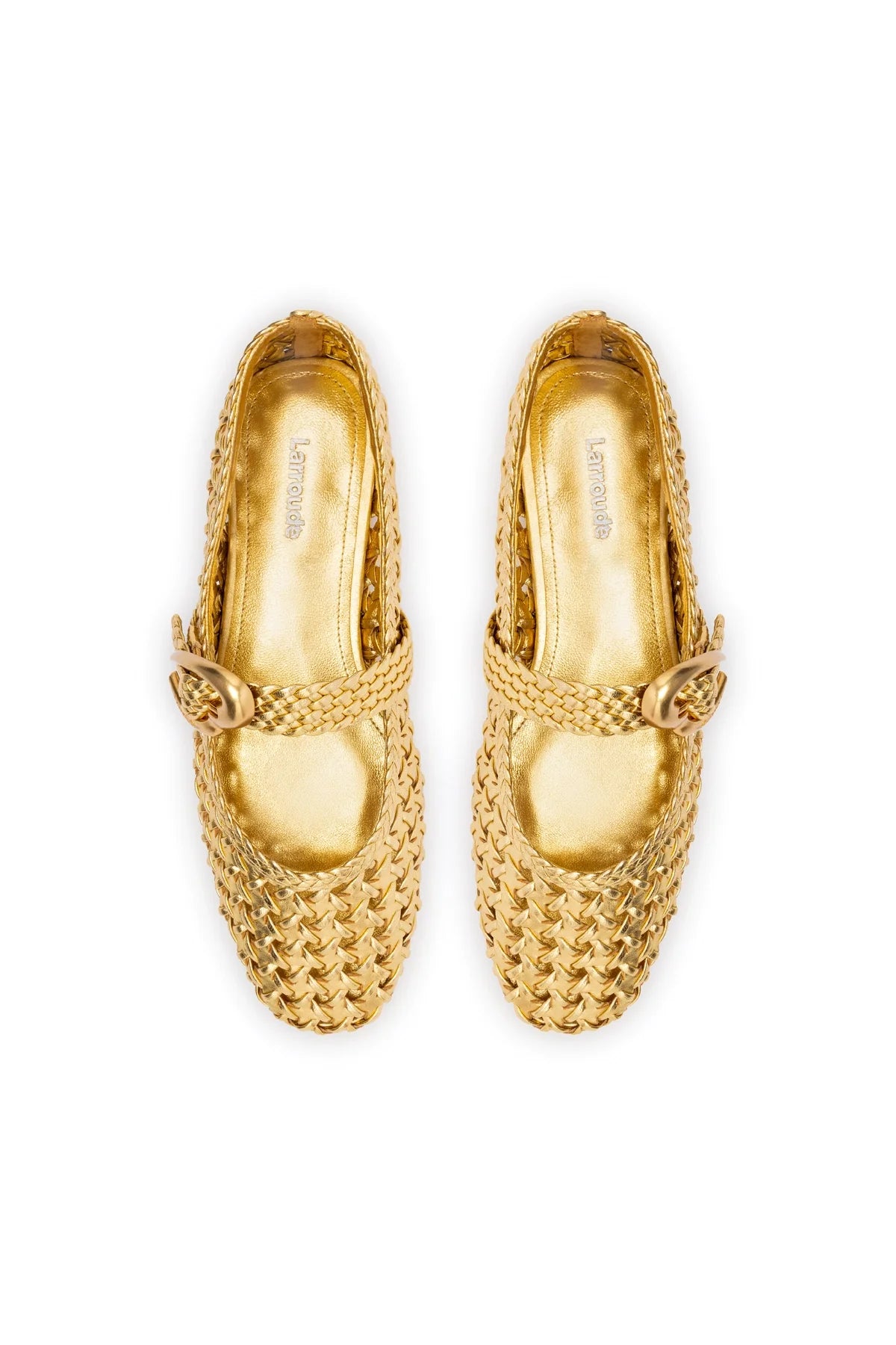 Larroude Verona New Macrame In Gold Metallic Leather