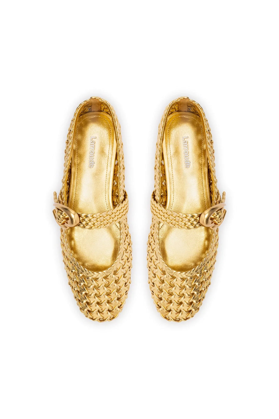 Larroude Verona New Macrame In Gold Metallic Leather