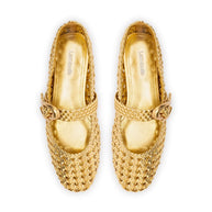 Larroude Verona New Macrame In Gold Metallic Leather