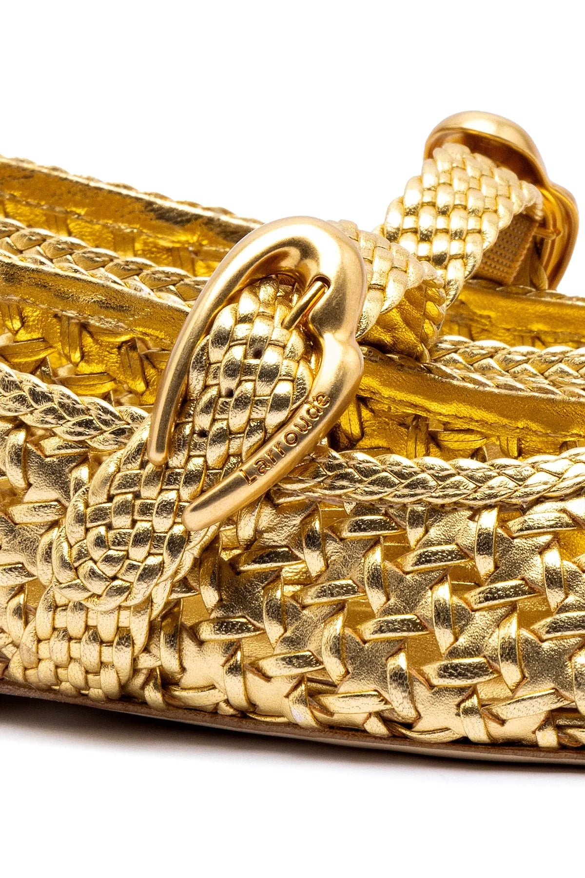 Larroude Verona New Macrame In Gold Metallic Leather