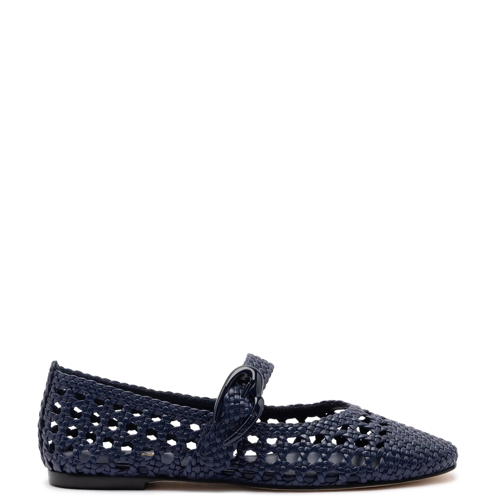 Larroude Verona Macrame Ballet Flat In Navy Leather