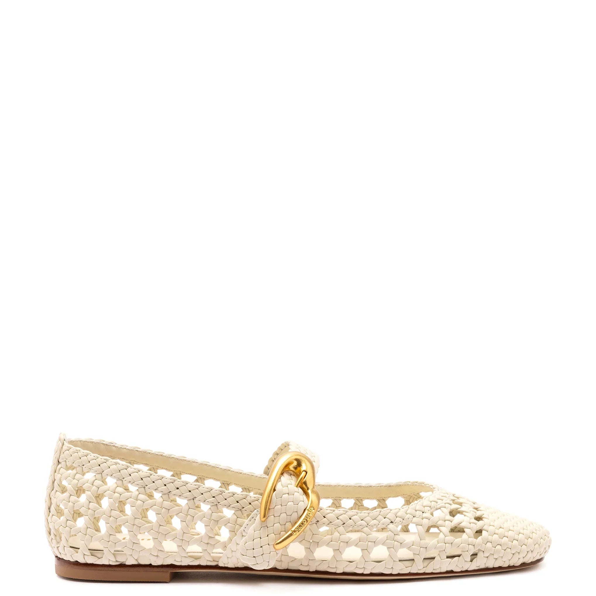 Larroude Verona Macrame Ballet Flat In Ivory Leather