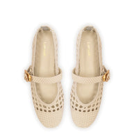 Larroude Verona Macrame Ballet Flat In Ivory Leather