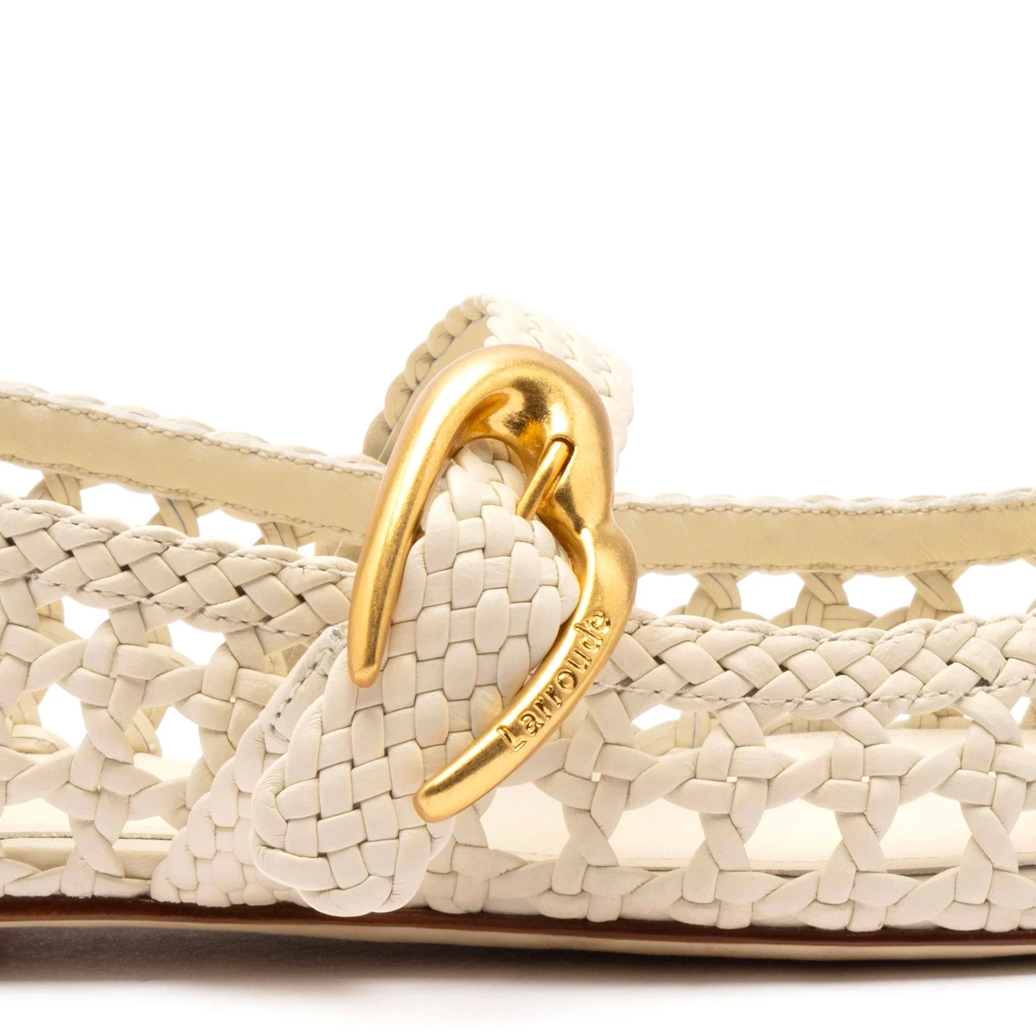Larroude Verona Macrame Ballet Flat In Ivory Leather