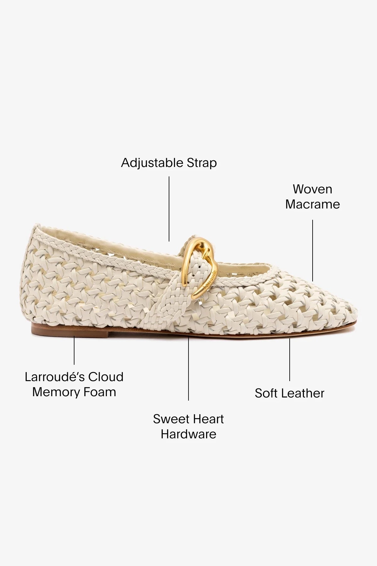 Larroude Verona New Macrame In Ivory Leather