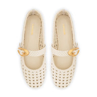 Larroude Verona New Macrame In Ivory Leather