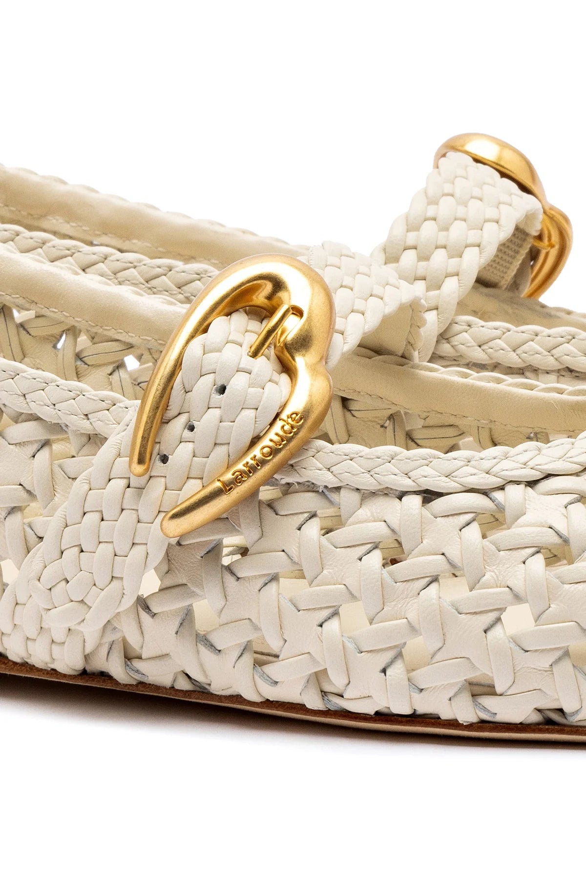 Larroude Verona New Macrame In Ivory Leather