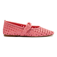 Larroude Verona Macrame Ballet Flat In Sorbet Pink Leather