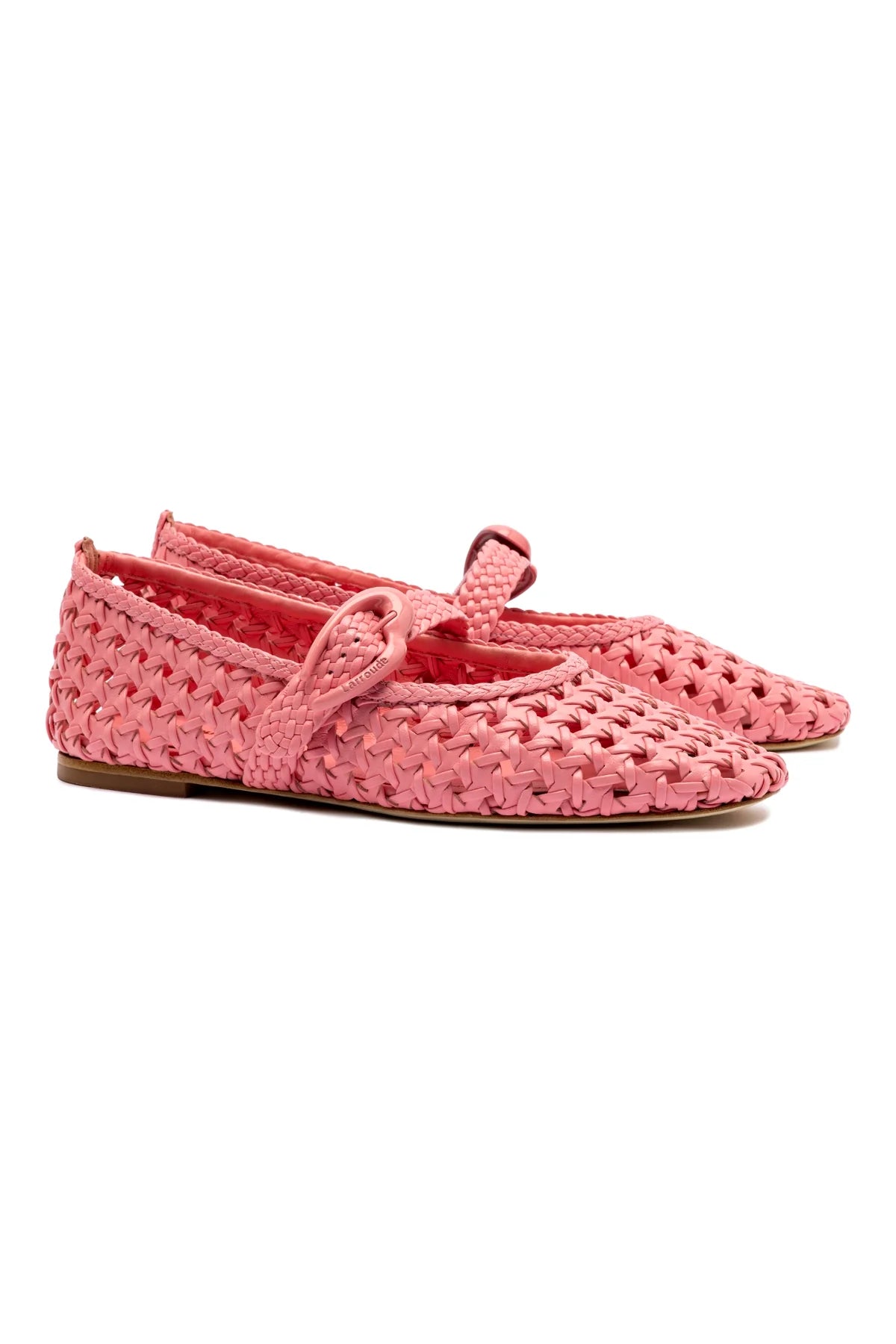 Larroude Verona Macrame Ballet Flat In Sorbet Pink Leather